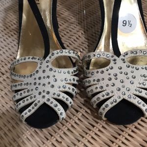 MADDEN GIRL BLING SUEDE STILETTOS BLACK  9.5. NEW